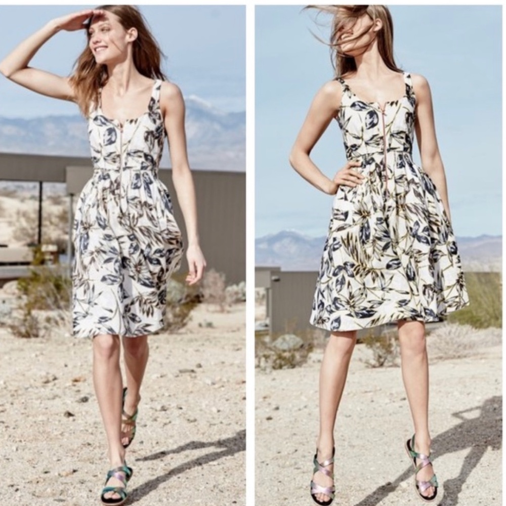 J. Crew linen metallic floral zip up dress